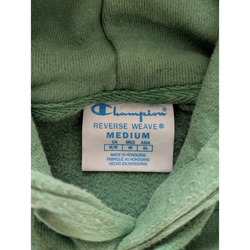 Champion Reverse Weave Hoodie Mens Medium Green Pullover Y2K - Picture 6 of 9